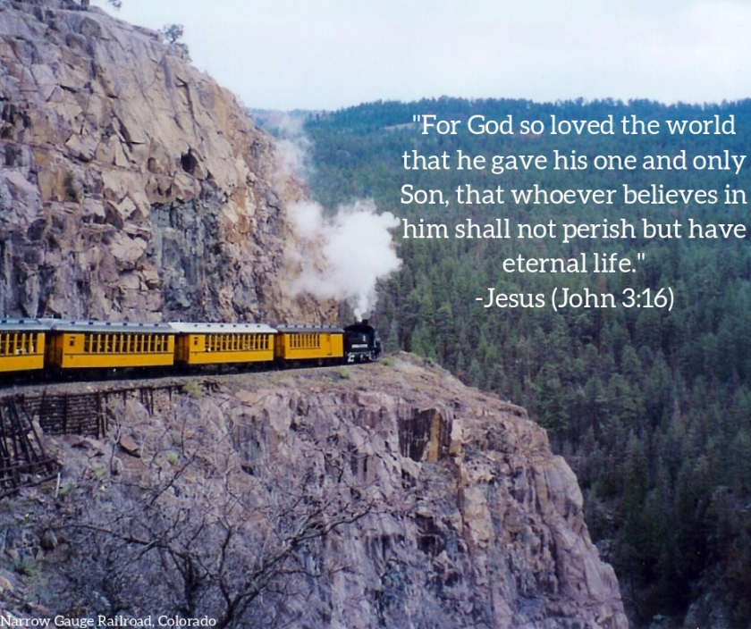 Pic quote John 3 v 16 train