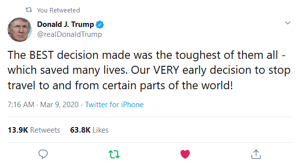 Screenshot_2020-03-09 (2) Donald J Trump on Twitter The BEST decision made was the toughest of them all - which saved many [...]