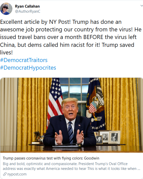 Screenshot_2020-03-13 (2) Ryan Callahan on Twitter Excellent article by NY Post Trump has done an awesome job protecting ou[...]