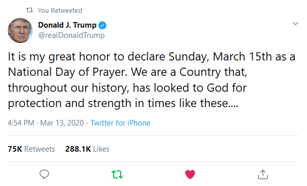 Screenshot_2020-03-14 Donald J Trump on Twitter It is my great honor to declare Sunday, March 15th as a National Day of Pra[...]